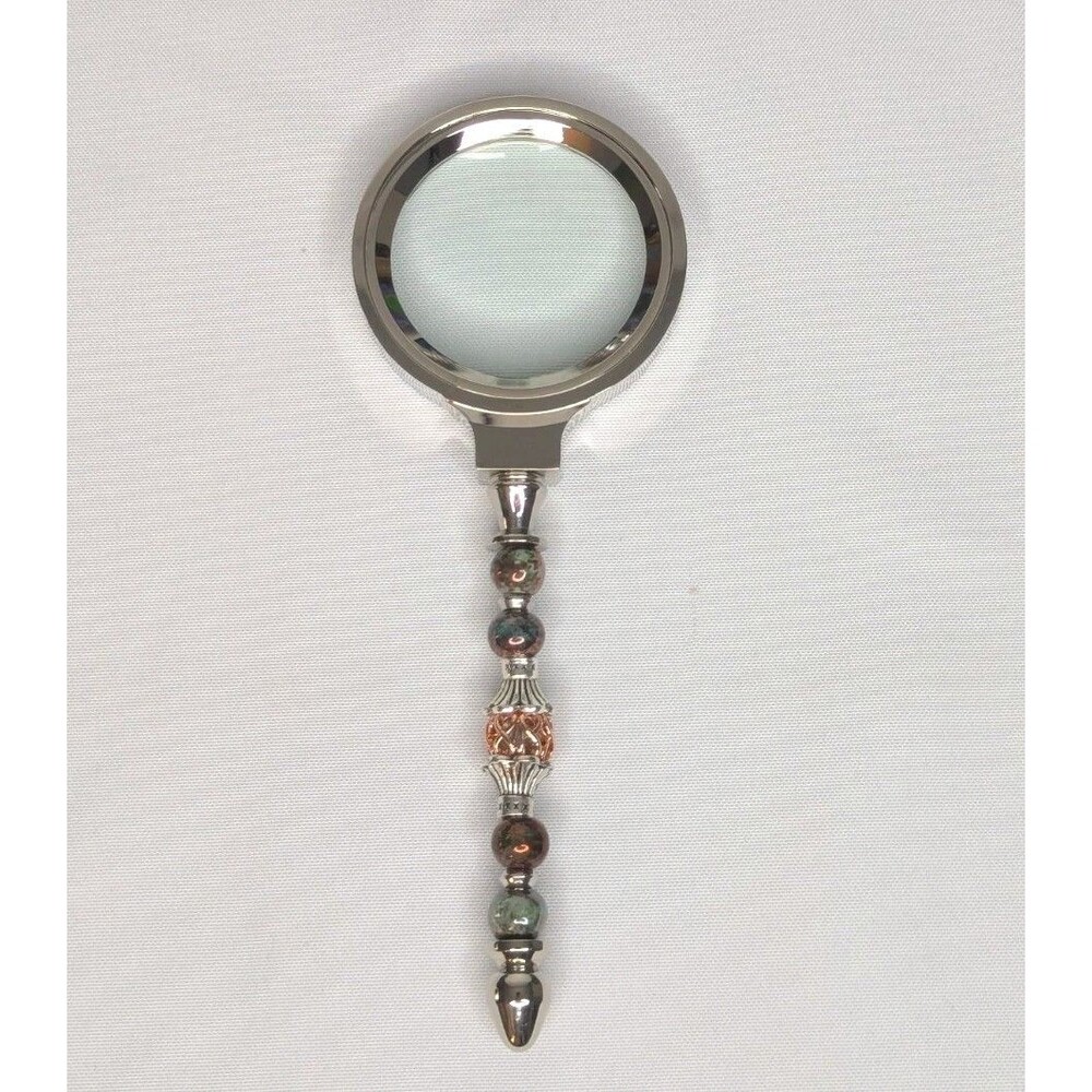Magnifying Glass with Neutral Gemstone Beads - 6 inches, NEW - Picture 3 of 6